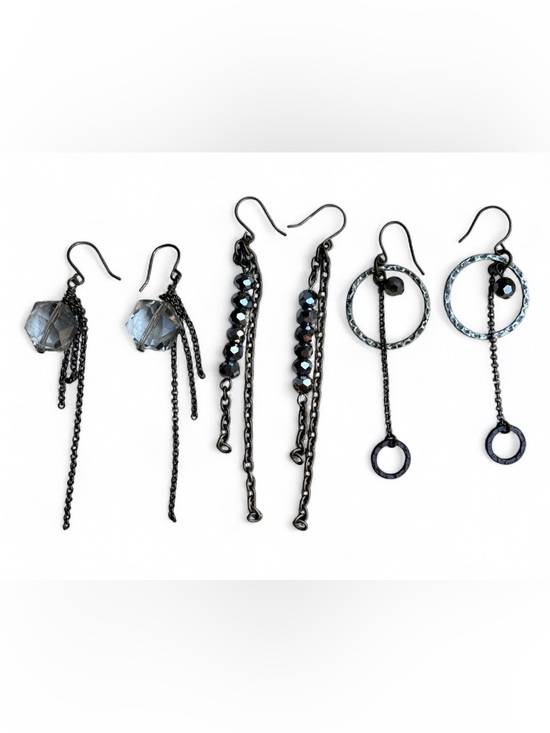 Jewelry - 3️⃣Pairs of Artisan Handcrafted Earrings Metal Tones Faceted Glass Beads 3”+Long